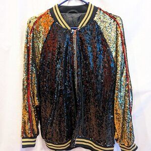 Sequin Varsity Style Jacket XL